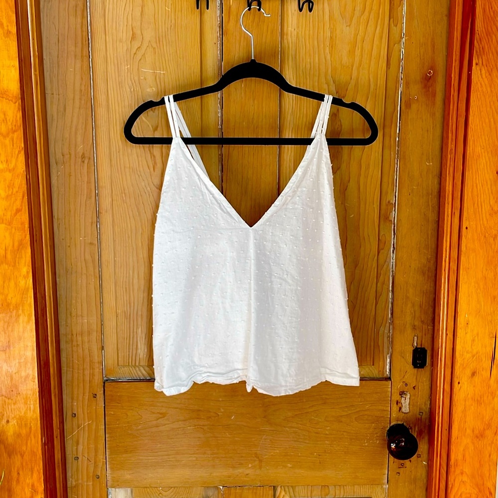 Lulus Dots For Days white Swiss dot tie-back cut-out tank top